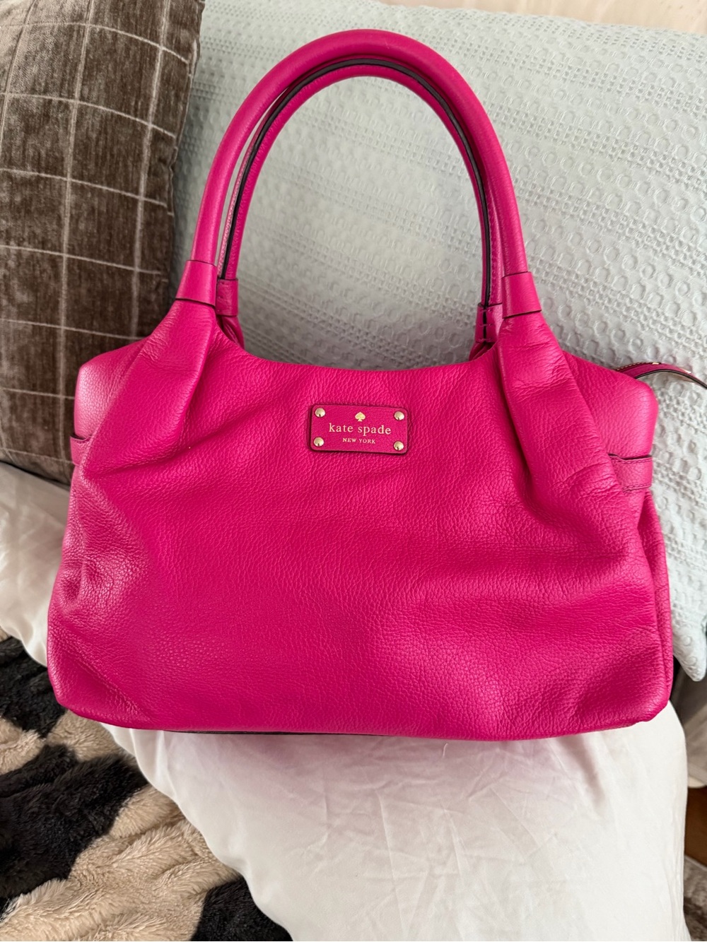 kate spade Bright Pink Pebble Leather Shoulder Bag